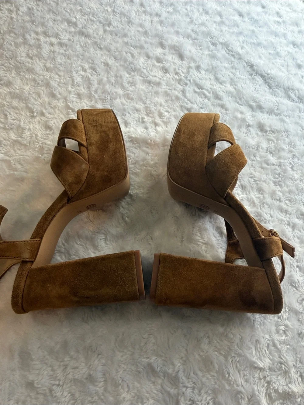 Bibi Lou Suede Platform Sandals in Brown Size 8.